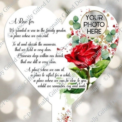 Rose Memorial Poem Heart Grave Marker| Heart Grave Marker| Grave Ornament| Memorial|  Memorial Grave Plaque| Remembrance| In Memory Of|