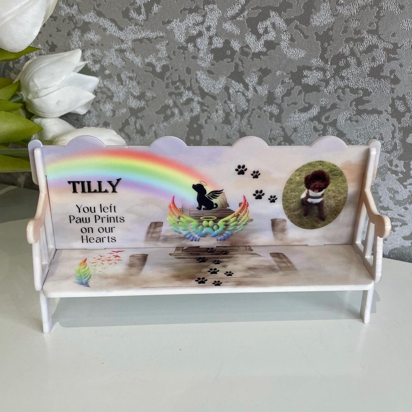 Pet Memorial bench| You left paw prints in our hearts Pet bench| In memory of pet| Personalised Memorial Bench, Memorial pet Keepsake Gift