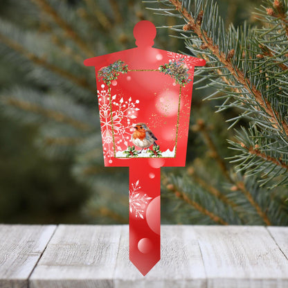 Christmas Robin Memorial Lantern Grave Maker
