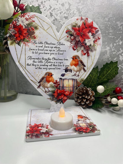 This Little Christmas Robin Tealight- Remembrance Plaque
