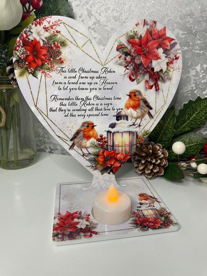 This Little Christmas Robin Tealight- Remembrance Plaque