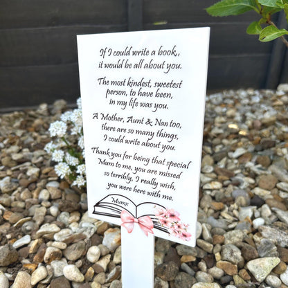 If I Could Write A Book Mothers Day Card Grave Marker