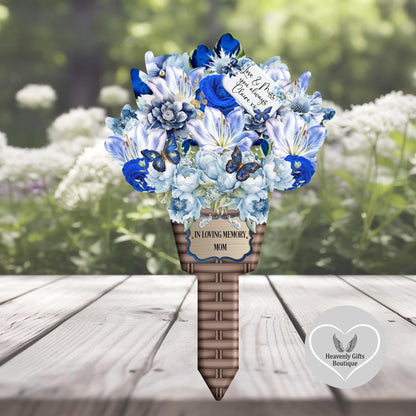 In Loving Memory personalised flower bouquet grave marker