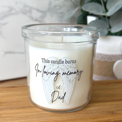 In Loving Memory remembrance candle with personalised wording
