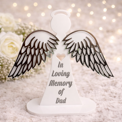 In Loving Memory standing angel keepsake personalised for someone special