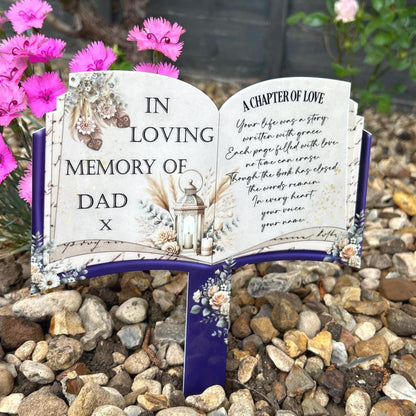 Dad in heaven open book grave marker personalised remembrance plaque