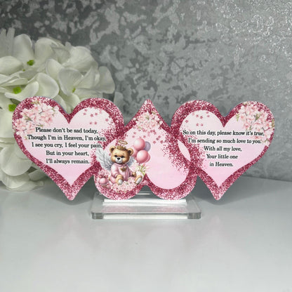 Infant memorial heart plaque keepsake for remembrance display