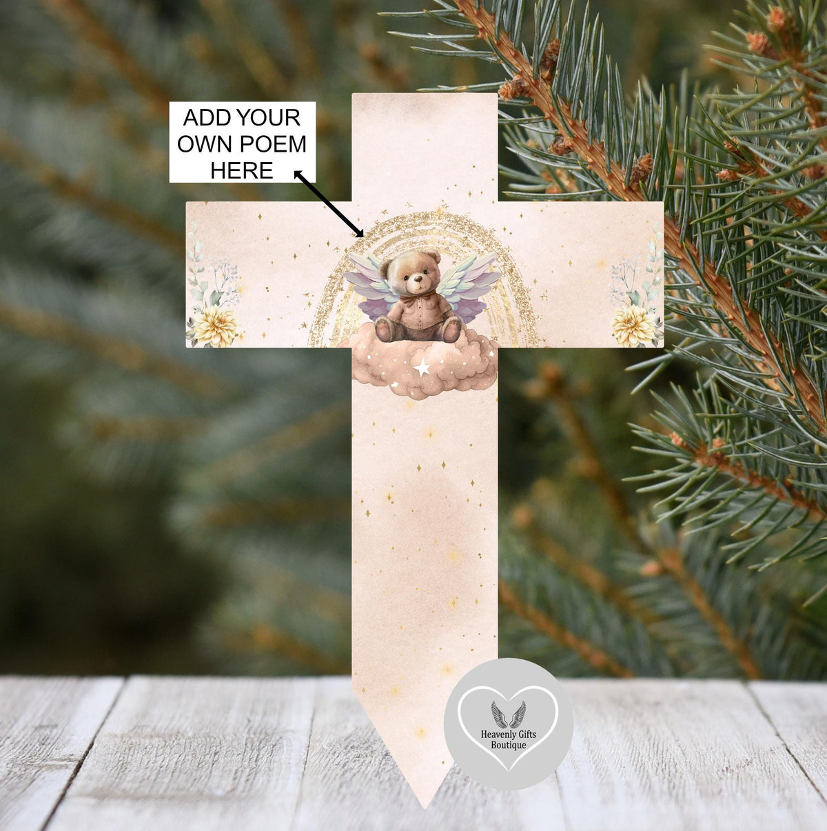 Infant remembrance memorial cross for graveside or memorial garden