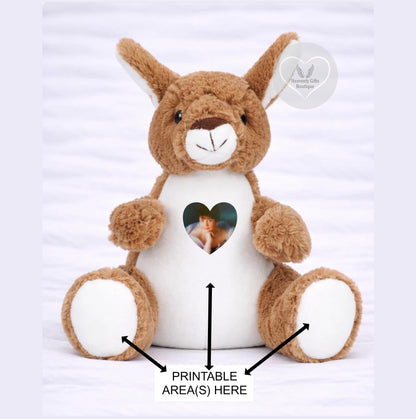 Kangaroo bereavement teddy bear keepsake with photo
