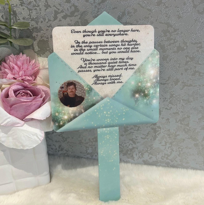 Green personalised Letter to Heaven memorial grave marker