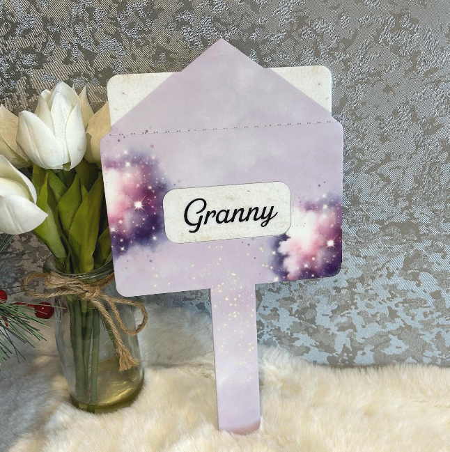 Purple Letter to Heaven grave marker with personalised wording