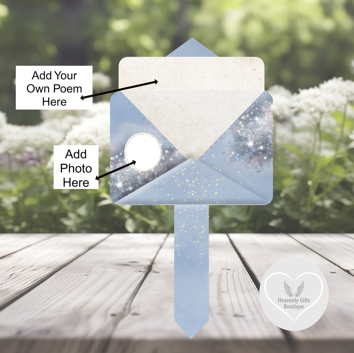 Letter to Heaven memorial grave marker with personalised photo option