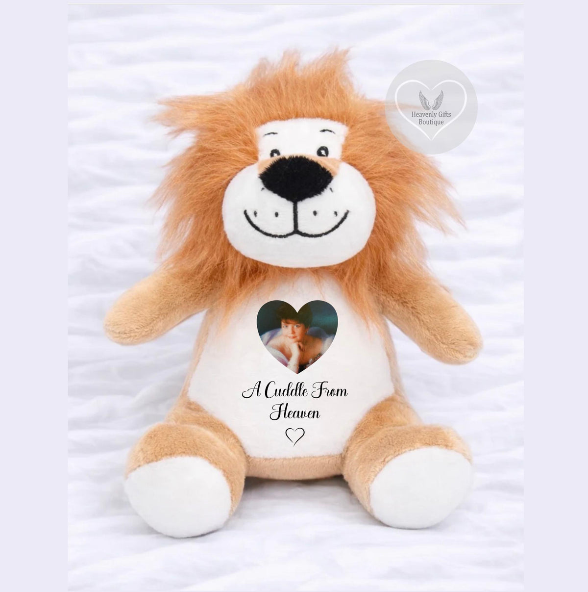 Lion memorial teddy bear with A Cuddle From Heaven design