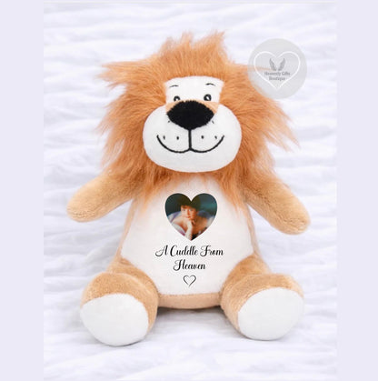 Lion memorial teddy bear with A Cuddle From Heaven design