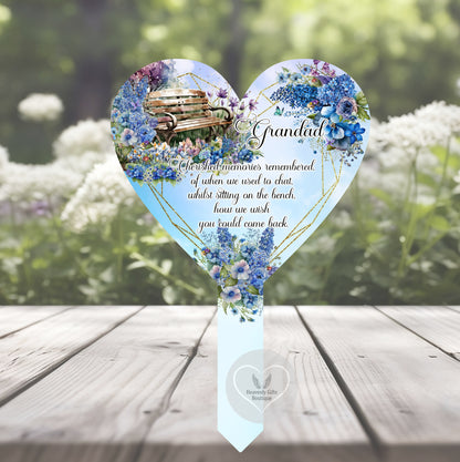 Personalised memorial bench grave marker with remembrance wording