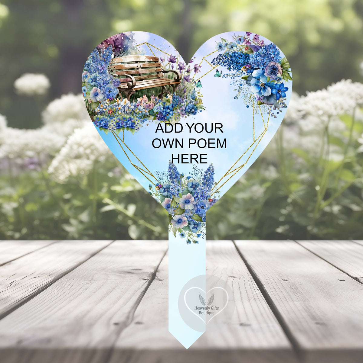 Memorial Bench heart marker personalised with your own special wording