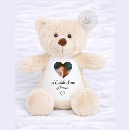 Memorial childs teddy bear with A Cuddle From Heaven design