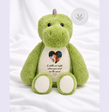 Memorial dinosaur teddy bear with A Cuddle From Heaven design