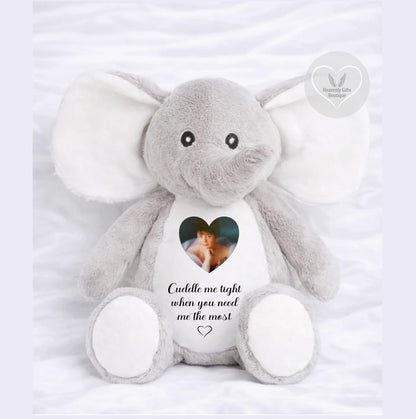 Memorial elephant teddy bear with A Cuddle From Heaven design