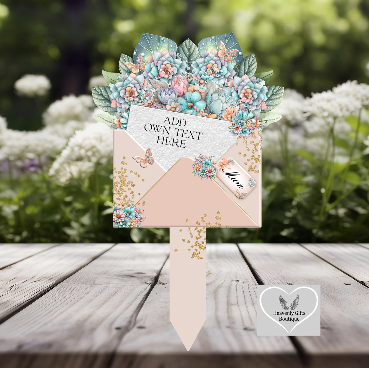 Flower bouquet grave marker with personalised memorial design
