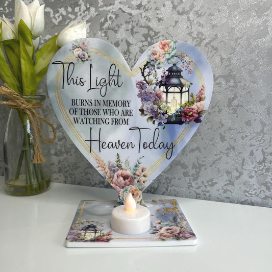 Memorial heart tealight plaque available in Lantern or Bench design
