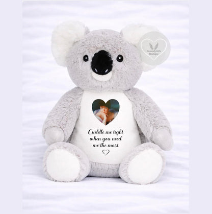 Memorial koala teddy bear with A Cuddle From Heaven design