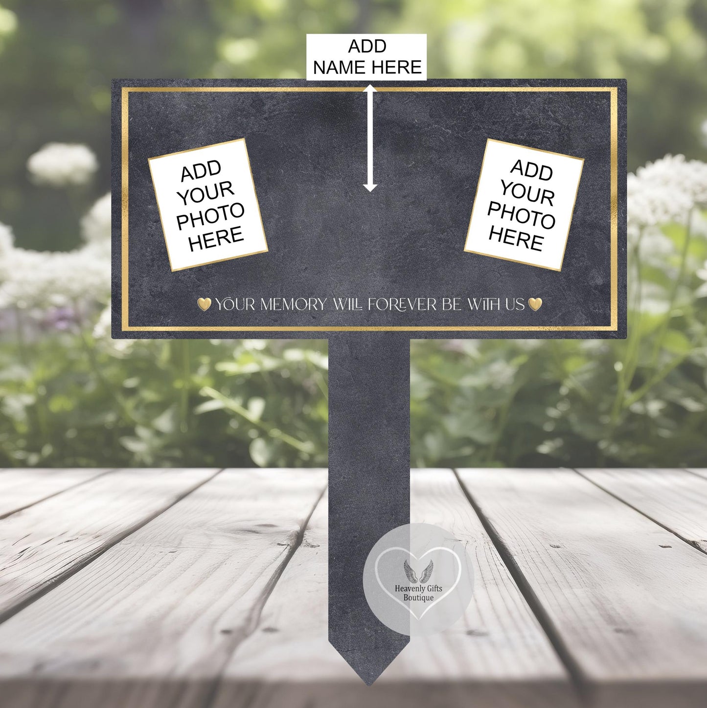 Memorial photo grave marker personalised with photographs and special message