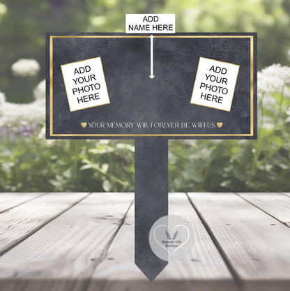 Memorial photo grave marker personalised with photographs and special message