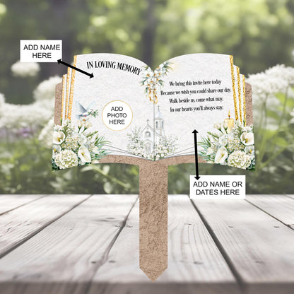 Memorial wedding invitation graveside tribute for a loved one deeply missed