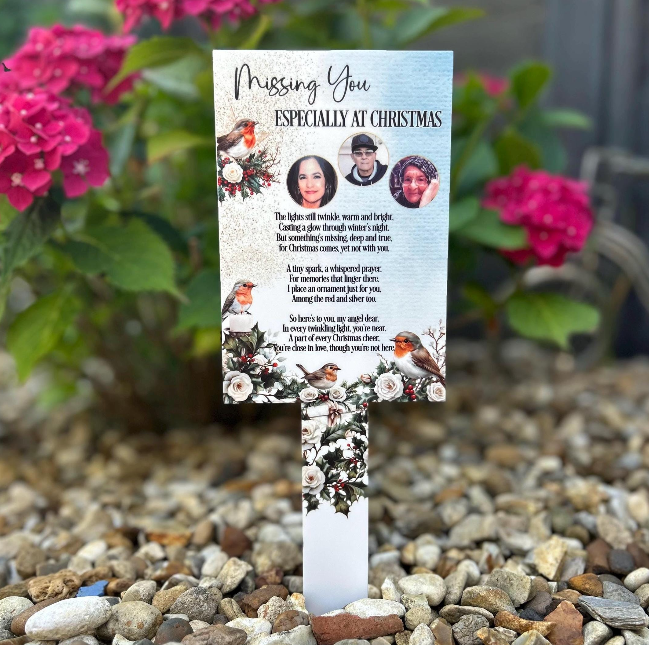 Missing You Christmas Card To Heaven memorial grave marker