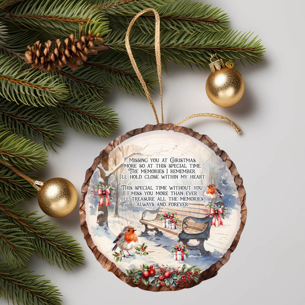 Missing You At Christmas memorial bauble with I Remember wording