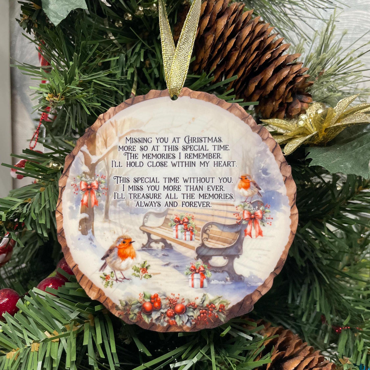 Missing You At Christmas remembrance bauble for a loved one