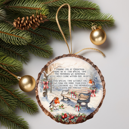 Missing You At Christmas memorial bauble with We Remember wording