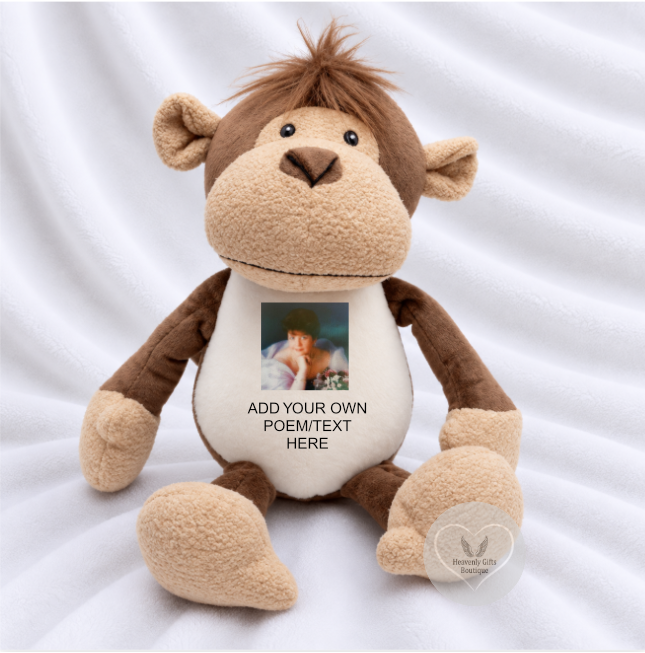 Monkey photo remembrance teddy keepsake for remembering someone special