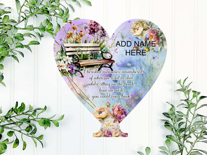 Mum remembrance heart tealight plaque with memorial poem
