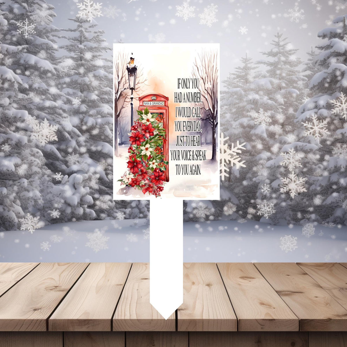 Nan and Grandad Christmas memorial grave marker with phone box