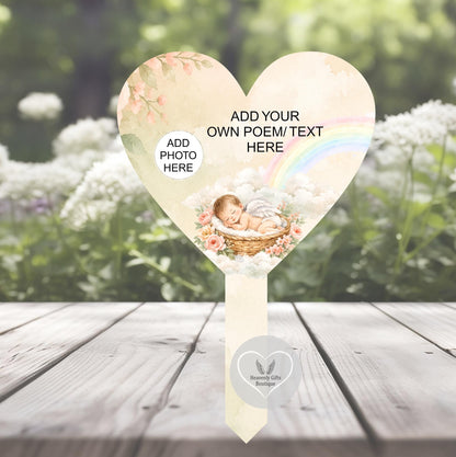 Neutral baby loss memorial grave marker with your own personalised wording and photo