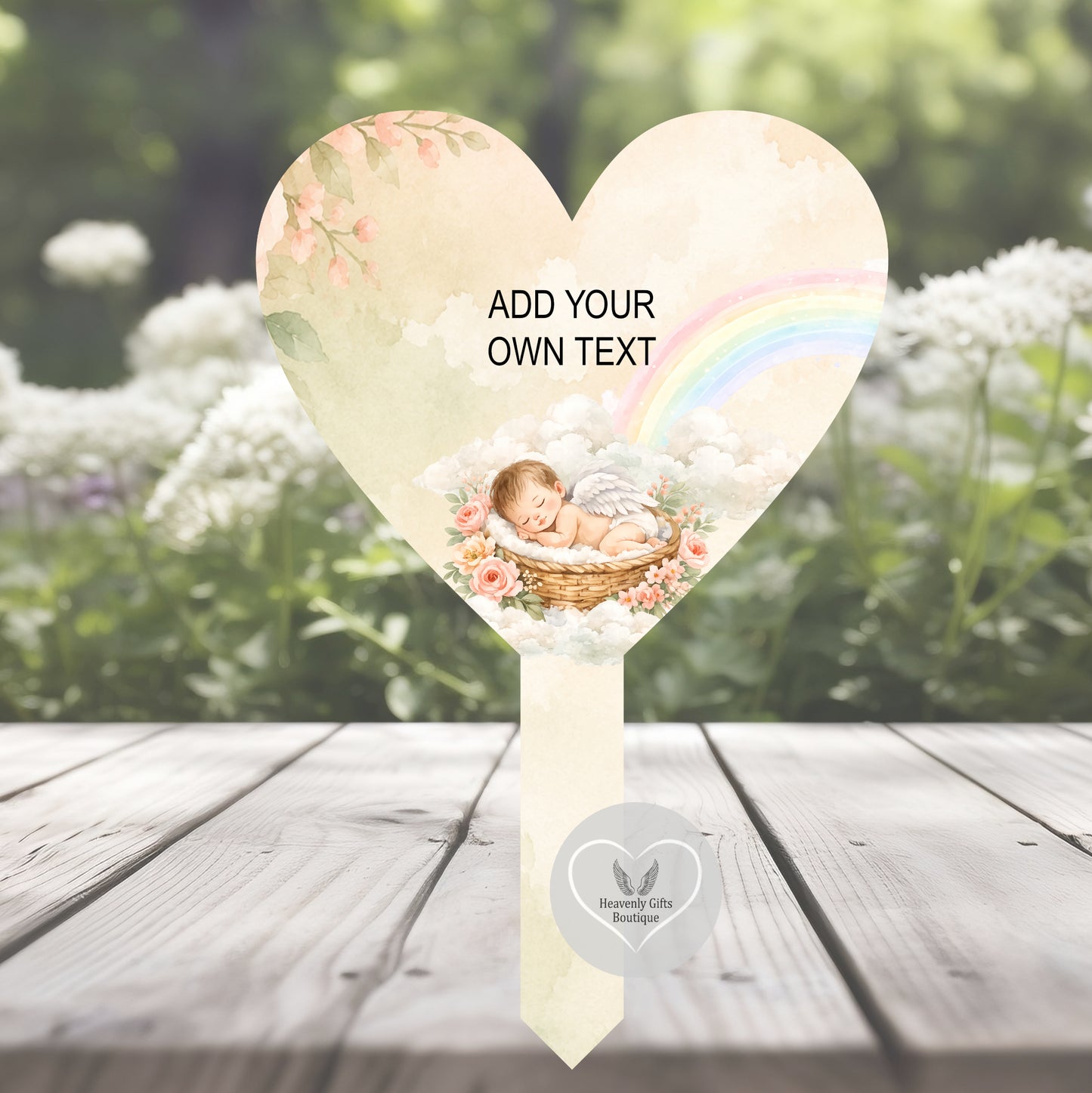 Neutral baby loss memorial grave marker with your own personalised wording