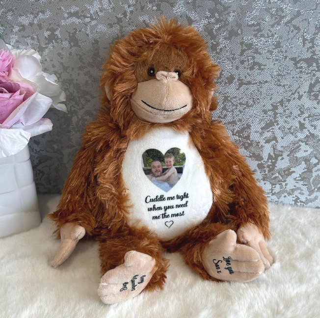 Orangutan remembrance memory bear with personalised photo