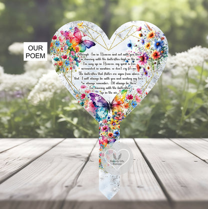 Butterfly's Poem Heart Grave Marker