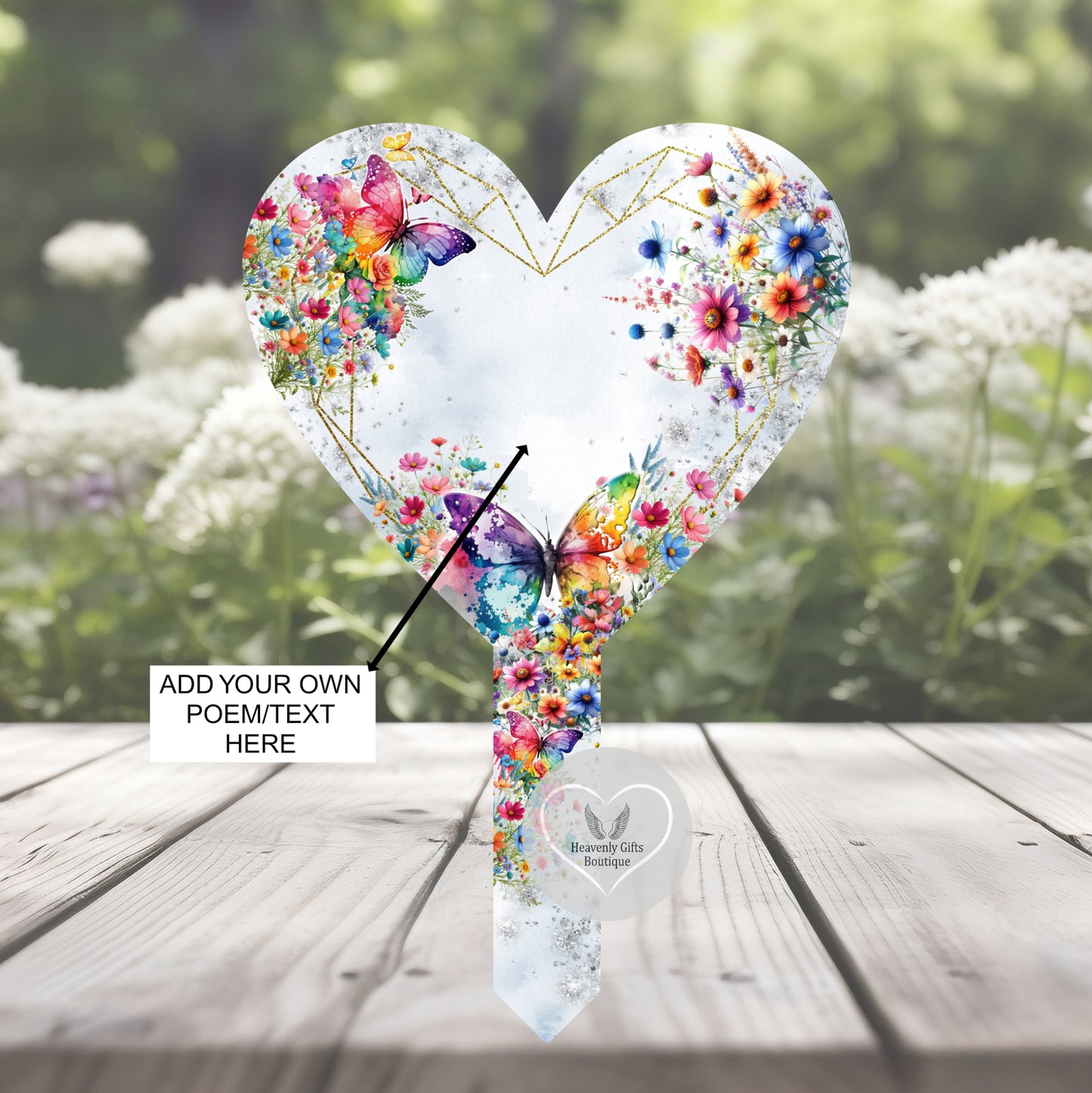 Butterfly's Poem Heart Grave Marker