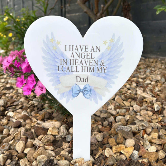 Personalised I Have An Angel In Heaven grave marker with angel wings