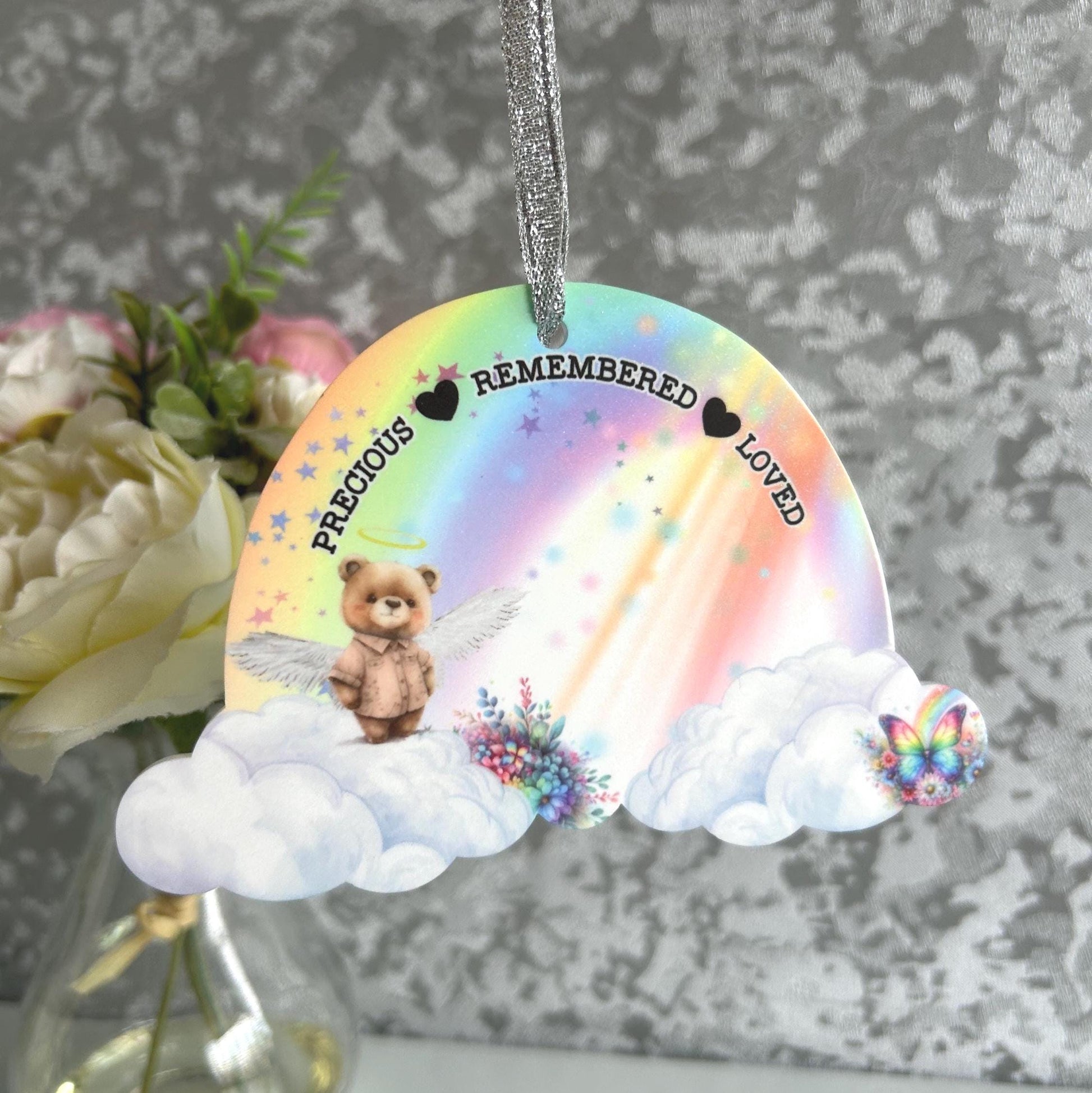 Personalised baby loss rainbow keepsake with remembrance wording