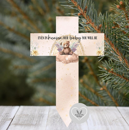 Personalised baby memorial cross grave marker with name and dates