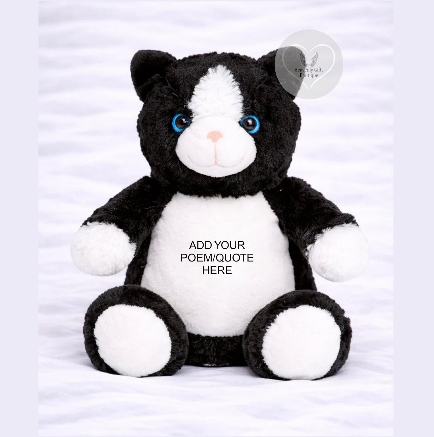 Personalised cat memorial keepsake teddy for pet remembrance