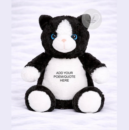Personalised cat memorial keepsake teddy for pet remembrance