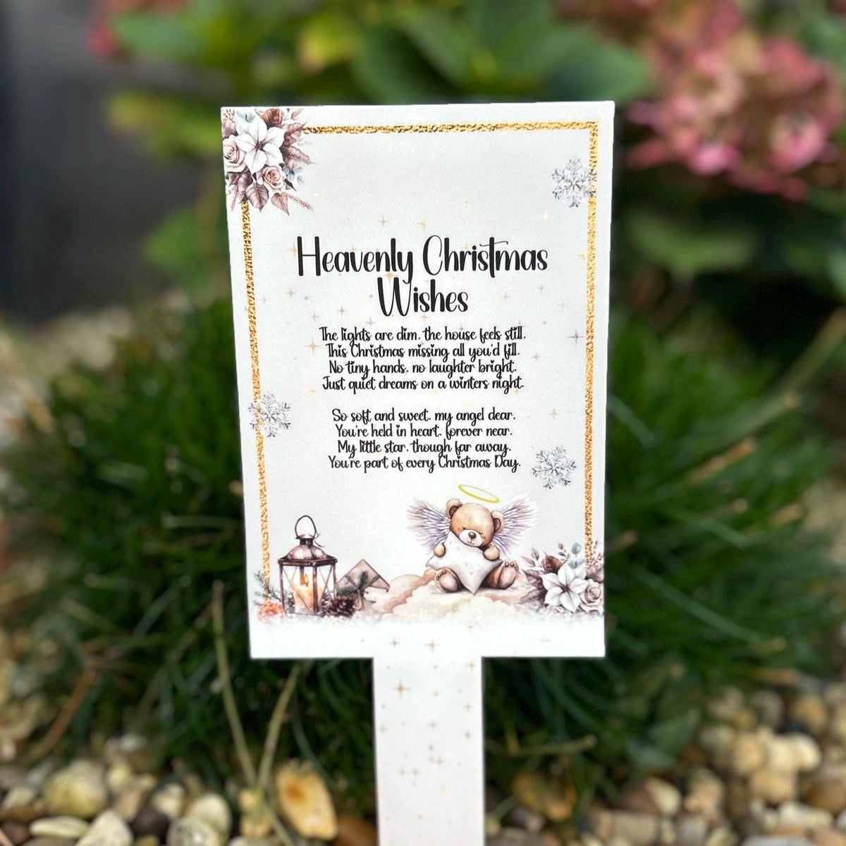 Personalised Christmas grave marker for baby and child remembrance