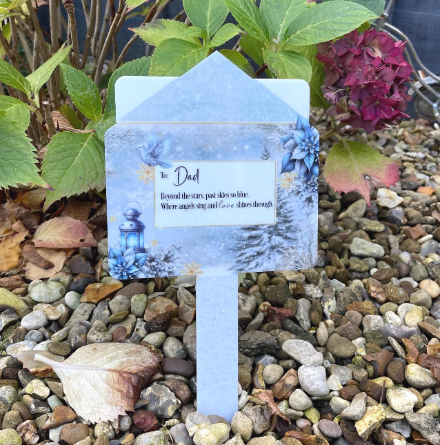 Personalised Christmas envelope grave marker for graveside remembrance