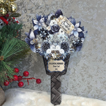 Personalised Christmas flower grave marker for graveside remembrance