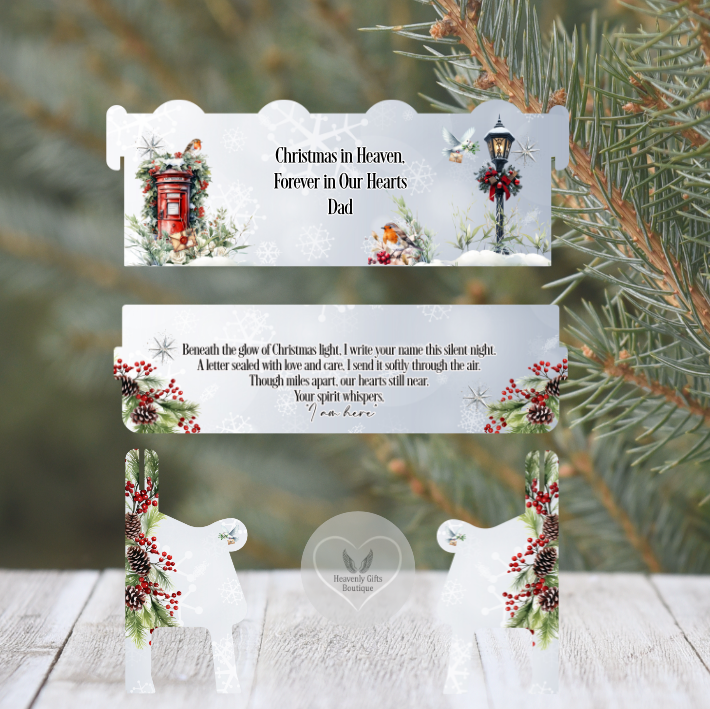 Personalised Christmas in Heaven memorial bench for remembering a loved one